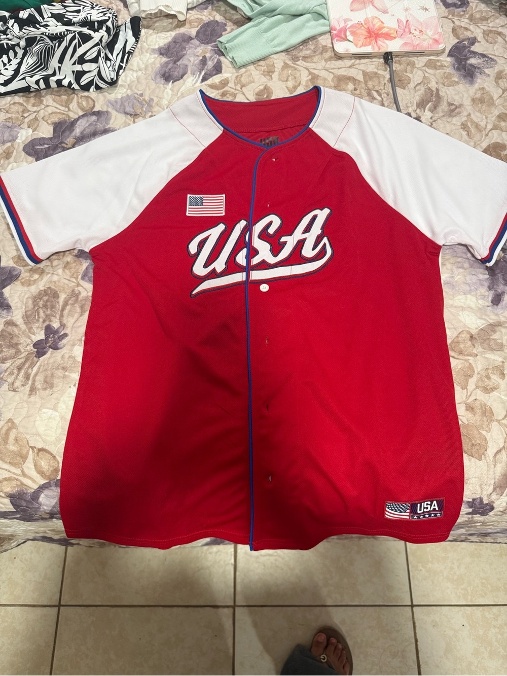 USA Red and White Baseball Jersey